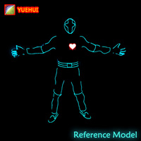 Vêtements à lumière LED pour hommes avec cœur rouge Costumes à capuche lumineux pour Halloween Costumes de danse et de spectacle de talents à la mode