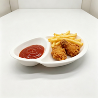 Assiette minimaliste en mélamine à 2 compartiments pour restaurants de restauration rapide et usage domestique – Vente en gros usine