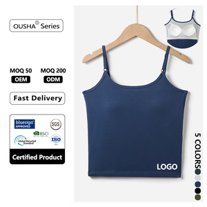 Top a canotta a <span class=keywords><strong>spalline</strong></span> <span class=keywords><strong>sottili</strong></span> regolabili <span class=keywords><strong>con</strong></span> imbottitura sul petto senza maniche canottiere sportive Casual da donna. - Product Image 1