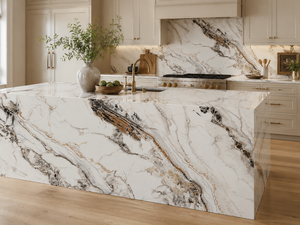 UNION STONE Calacatta Bronze Noir, Losa Grande de Cuarzo Artificial Impreso, Diseño Moderno Ecológico para Cocina, Pared, Baño, Comedor - Product Image 2