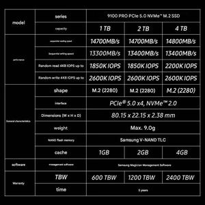 Samsung 9100 PRO PCIe 5.0 X4 NVMe M.2 2280 1TB 2TB 4TB 8TB Solid State Drive SSD untuk PC Notebook PS5 Komputer - Product Image 5