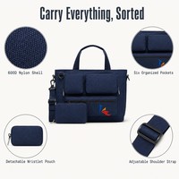 Sac fourre-tout pour ordinateur portable en nylon 600D à 6 poches, avec logo personnalisé, organisateur de bureau pour enseignant, sac à bandoulière avec pochette détachable, OEM ODM