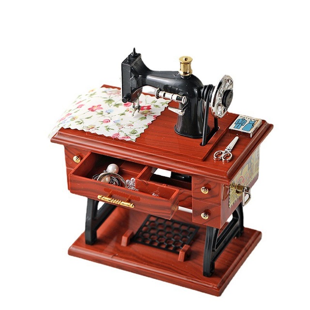 Classic Miniature Sewing Music Box Plastic Decorative Ornament
