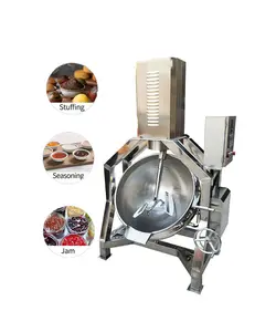 Automatic Industrial Restaurant Cooking Paste Jam Gas Electric Steam Double Tilting Jacket Kettle For Meat