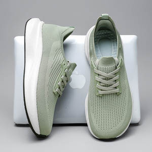 Chaussures de marche légères et respirantes en maille pour hommes, à lacets, semelle extérieure en caoutchouc antidérapante, motif uni tendance, toutes saisons, en coton - Product Image 3