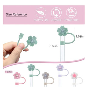 Cover in paglia in Silicone per fiori di Sakura da 10mm con Design floreale Chic accessori per bevande con barra antipolvere - Product Image 3