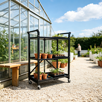 Chariot de rangement pliable robuste à 3 niveaux en PVC imperméable avec roulettes, étagère industrielle pour cuisine et salle de bain (vente en gros)