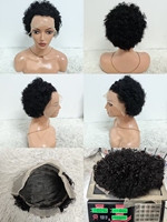 Promotion Letsfly : Perruque Pixie Bouclée 10$ avec Lace Frontale 13x4, Coupe Courte, Cheveux Brésiliens Ondulés, 100% Cheveux Humains, Vente en Gros