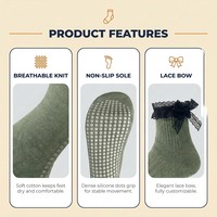 Chaussettes de yoga antidérapantes à faible MOQ, avec logo personnalisé, design en dentelle tendance, et sangle de cheville, idéales pour le ballet et le Pilates