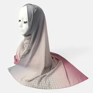 Grosir kustom desainer dicetak persegi katun Voile sifon etnik syal jilbab untuk wanita Muslim Musim Panas Bawal Tudung