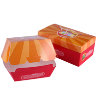 Boîte à hamburger en papier imprimé jetable, boîte en papier kraft de qualité alimentaire, boîte à clapet pour emballage de hamburger à emporter