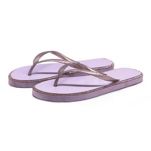 Sandalias Planas de Moda con Borde de Cristal para Mujer, Tiras Metálicas Moradas, Elegantes para Playa, Bodas y Fiestas, OEM ODM - Product Image 1