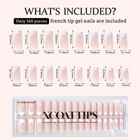 Ongles en gel souple réutilisables, French Manucure, Couverture Complète, Formes Stiletto, Carrées, Papillon, Pré-conçues, Extra Longues, 160 pièces, Nude Rose Marron