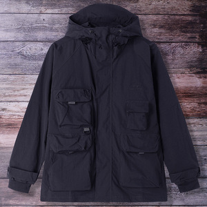 Men's Windbreaker Breathable Waterproof Zipper Mountaineering Suit Workwear Autumn Casual Loose Fashion Jacket Coat Solid Color