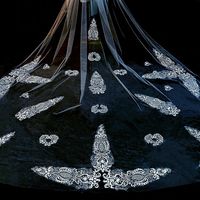 Feishiluo Offres Spéciales luxe 3.5m de Long blanc ivoire dentelle Appliques bord mariage voiles de mariée Tulle cathédrale voile avec peigne