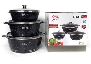 Juego de Ollas de Aluminio Jumbo de 6 Piezas, 32cm, 36cm, 40cm, con Revestimiento Antiadherente de Granito, Olla para Sopa, para Familias Grandes, Cocina Comercial, Nuevo - Product Image 2
