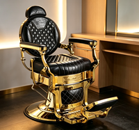 Fauteuil de Barbier Premium Rétro pour Salon de Coiffure et de Barbier, Inclinable et Confortable