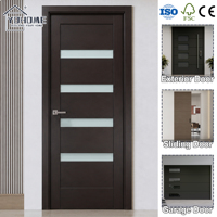 Porte intérieure pré-montée en bois massif de noyer noir américain, design moderne, avec insert en verre pour salle de bain et chambre à coucher