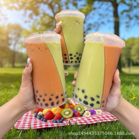 Gobelet double en plastique transparent de qualité alimentaire PP de 700 ml (24 oz) avec couvercle, idéal pour les couples