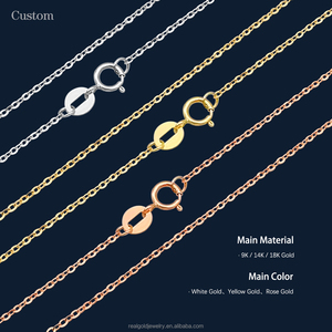 Collier en or véritable 14K 9K, chaîne à câble plat, en or véritable, chaînes croisées, vente en gros - Product Image 5