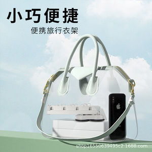 Portable Travel <b>Clothes</b> <b>Rack</b> Foldable Single Bar Standing Type With Multiple Clips For Indoor Outdoor Use - Product Image 4
