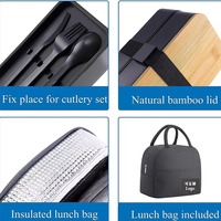 Boîte à lunch de haute qualité 2026 avec couvercle en bois de bambou écologique, boîte à lunch bento réutilisable et étanche