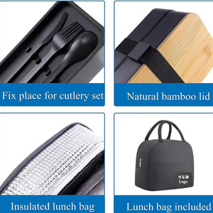 2024 chất lượng cao Hộp Ăn Trưa với môi trường tre nắp gỗ tái sử dụng <span class=keywords><strong>leakproof</strong></span> <span class=keywords><strong>Bento</strong></span> Hộp Ăn Trưa - Product Image 2