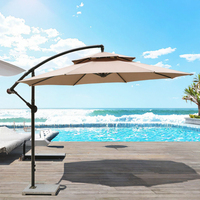 Parasol banane dépliable avec ventilations, double toit, mât latéral en fer robuste, design moderne, imperméable, mobilier d'extérieur