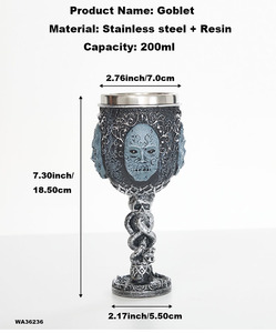 Boccale Medievale Gotico Vichingo con Serpente Verde Goffrato, Souvenir di <span class=keywords><strong>Harry</strong></span> <span class=keywords><strong>Potter</strong></span>, Tazza Incisa con Aquila, Boccale Maschera di <span class=keywords><strong>Harry</strong></span> - Product Image 2