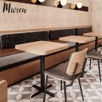 Combinaison Table et Chaises Carrées Modernes en Bois Massif Durable, Canapé Double pour Restauration Commerciale, Café, Restaurant, Mobilier de Loisirs