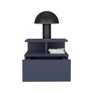 Mesita de Noche Flotante Kronos Azul con 1 Cajón y Estante Abierto, Almacenamiento de Pared para Dormitorio - Product Image 3