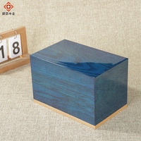 Guci Kayu Biru dengan Aksen MDF Kayu Ash, Alas Dapat Dilepas, Dapat Disesuaikan, untuk Kenang-kenangan