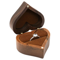 Boîte à bijoux portable en bois en forme de cœur avec logo personnalisé, fermeture magnétique pour demande en mariage, cérémonie de mariage