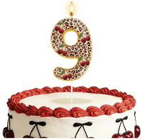 Bougies d'anniversaire numérotées motif guépard cerise, Décoration de gâteau guépard cerise, Bougie d'anniversaire motif guépard rouge et noir