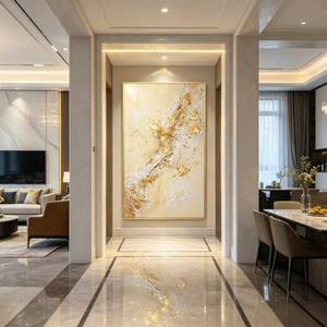 Modern Abstract Oil Painting <b>Gold</b> <b>Frame</b> Vertical Canvas Art For Entryway Living Room Decor - Product Image 4