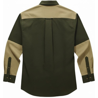 Chemises décontractées pour hommes sur mesure OEM de haute qualité en coton et polyester sergé tricoté à manches longues, respirantes, séchage rapide, couleur unie, col rabattu