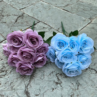 Großhandel 9-Köpfige Liebesrose Seiden-Kunstblumen für Hochzeits-Blumenwand Heim-Soft-Dekoration