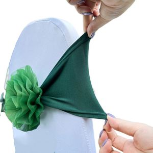 Sage Green Organza Chair Sashes Flower Shaped Spandex Chair <b>Bow</b> for Wedding Banquet - Product Image 3