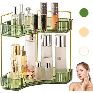 90 Degree 2 Tier Clear Acrylic <b>Corner</b> Bathroom Counter Cosmetics Perfume Makeup Organizer Holder Skincare <b>Storage</b> Tray - Product Image 1