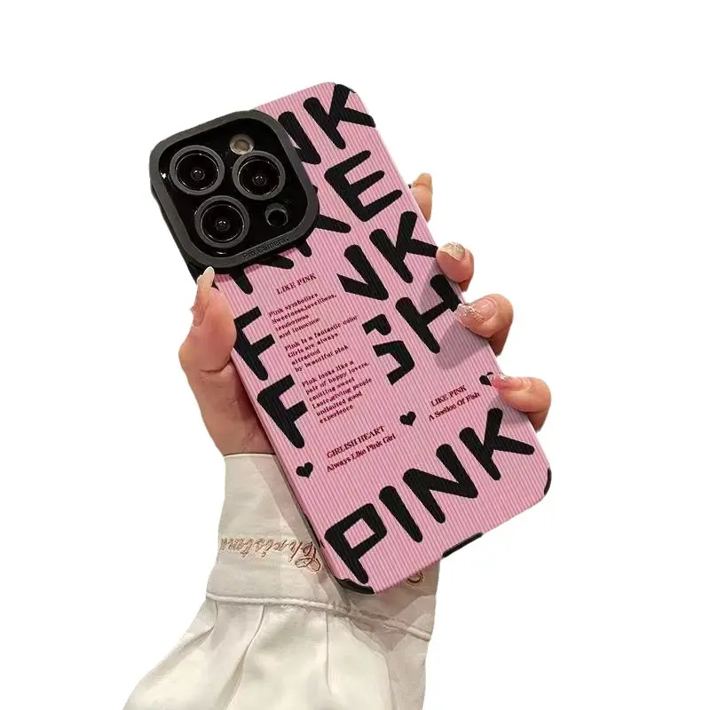뜨거운 판매 저렴한 편지 핑크 아이폰 15 promax 패션 케이스 예술적 소녀 여성 휴대 전화 케이스 안티 가을 XS XR 커버