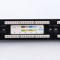 Panel de Conexiones Keystone RJ45 Cat6A UTP de 24 Puertos, 0.5U, 19 Pulgadas, Montaje en Rack, Plástico, Doble IDC