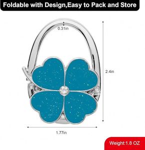 Four <b>Leaf</b> Foldable Handbag Folding Purse Purse Hook Holder Stand for Table Hook Holder Velvet Pouch Hanger for Wedding Birthday - Product Image 2