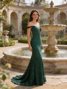 <span class=keywords><strong>Robe</strong></span> de bal sirène en dentelle et strass, épaules dénudées, fente haute, dos lacé, grande taille, pour banquets et soirées, de l'usine de Chaozhou - Product Image 1