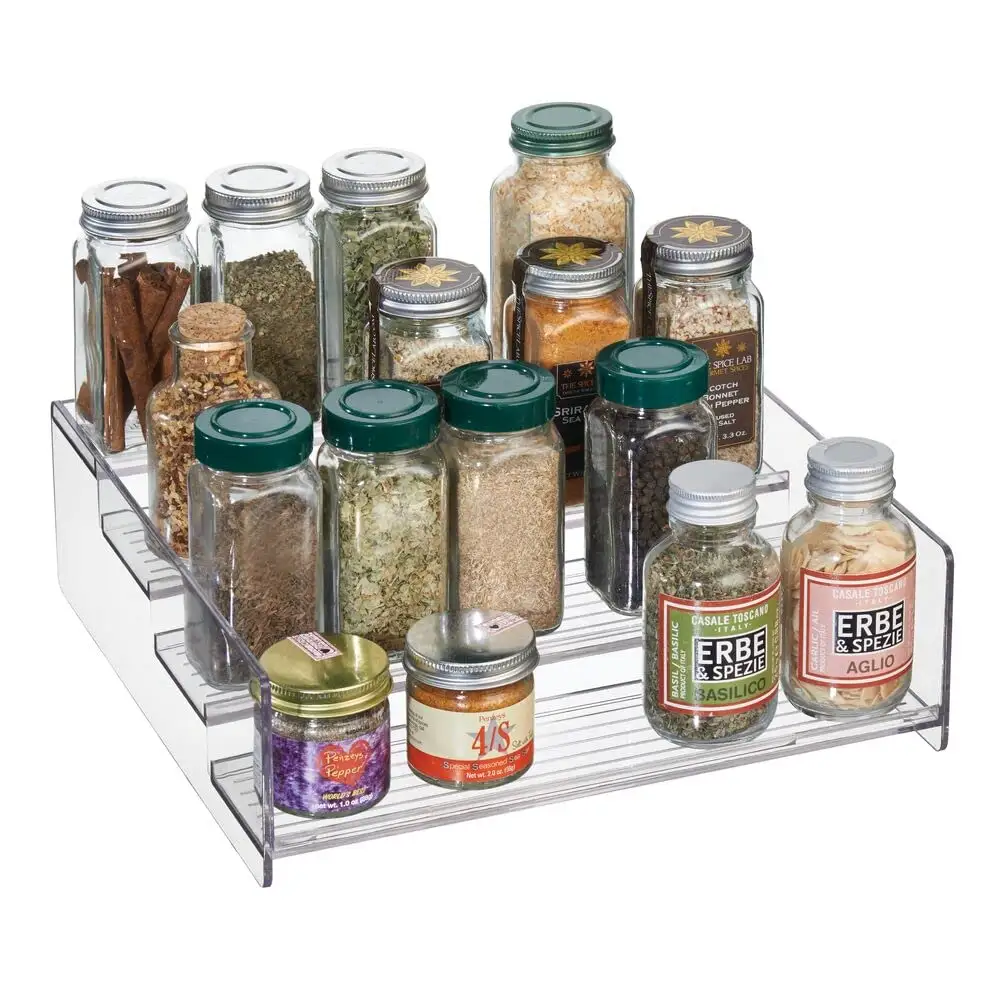 Plastic Kitchen Food Storage Organizer 4-Tiered Shelves For Spice Makeup Food