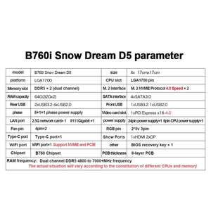 Tarjeta Madre JGINYUE B760i LGA 1700, Memoria DDR5 para Core de 12.ª/13.ª Generación, Mini-ITX, Nueva, para Escritorio, B760i-Snow Dream D5 - Product Image 5