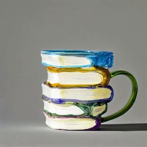 New Glasses Book <b>Mug</b> Artificial Painted <b>Gold</b> Trim Water Cup Handleless and Lidless Household Use Wholesale - Product Image 2