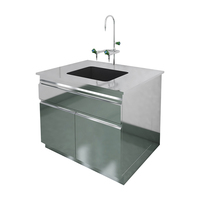 Table de laboratoire industrielle en acier inoxydable 316 avec armoire intégrée pour laboratoire de cardiologie et atelier scientifique