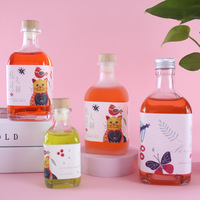 Bouteille en verre vide personnalisée, carrée, mate, 300 ml, avec bouchon en liège, pour gravure et sérigraphie, idéale pour jus de fruits, vin, tequila, liqueurs et autres boissons.