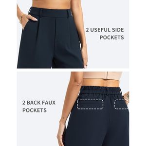 FOXA Women's <b>Elastic</b> Waisted Dressy Shorts With Pockets Summer Comfy Lounge <b>Work</b> <b>Trouser</b> Shorts - Product Image 5