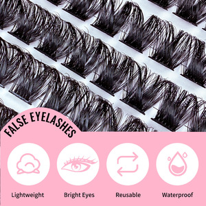 Vente en gros usine – Cils en grappe semi-artisanaux coréens naturels pour extensions de cils individuels en fibres synthétiques, cils épais à faire soi-même - Product Image 4
